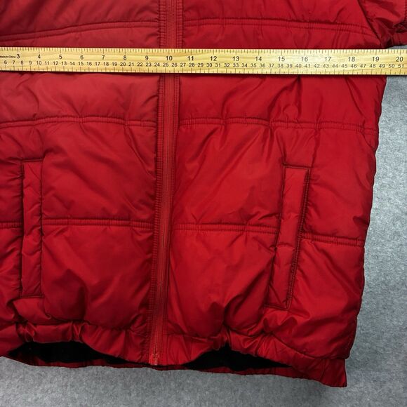 Nike Jordan Puffer Jacket Youth XL (18-20) Red Black Jumpman Hooded Winter Coat - Picture 4 of 7
